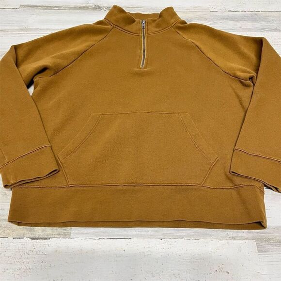 Madewell‎ MWL Half-Zip Pullover Sweatshirt Size M Long Sleeve Kangaroo Pocket - Picture 10 of 11